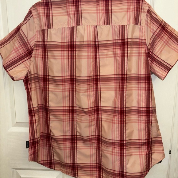 Eddie Bauer Ladies Short Sleeve Adventure Top XL Peach Starling Plaid - Picture 6 of 13